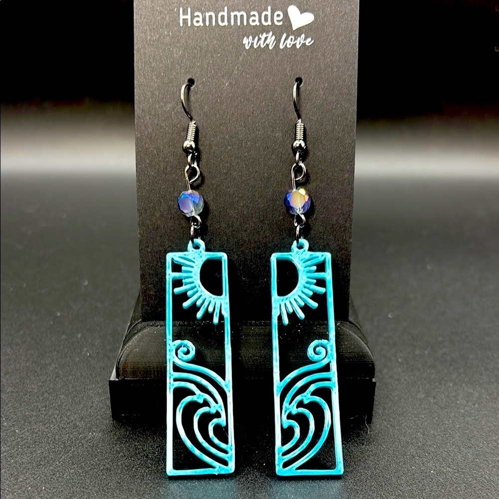 Handmade Blue Wave Earrings